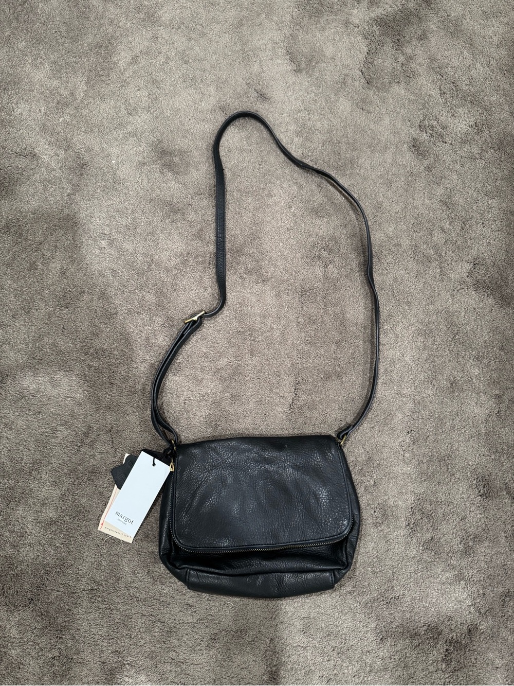 NWT Margot New York "Preston CB" Purse Pebbled Leather Crossbody Bag – Black